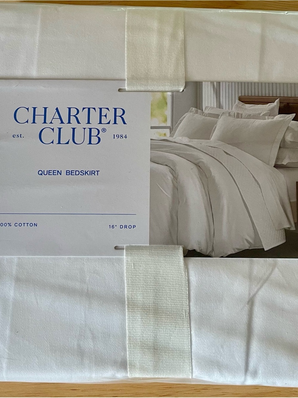Charter Club White Queen Bedskirt - Soft Cotton Pleated Style